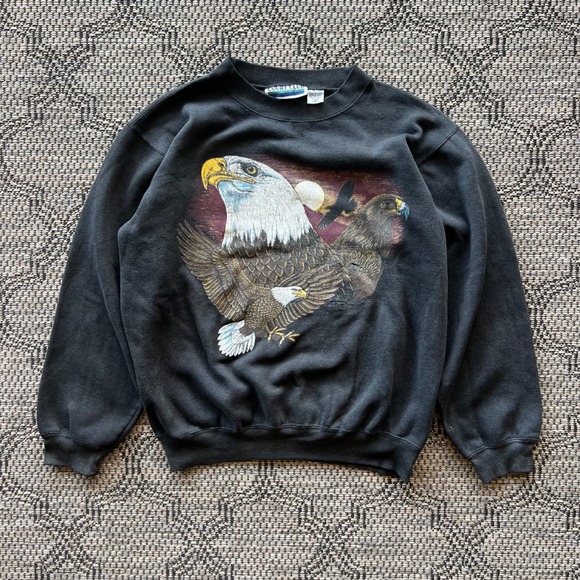 Court Club Other - Vintage Bald Eagle Sweatshirt Mens Medium Black Distressed Nature Wildlife Bird